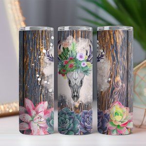 Antler Floral Wood | 20oz Skinny Tumbler